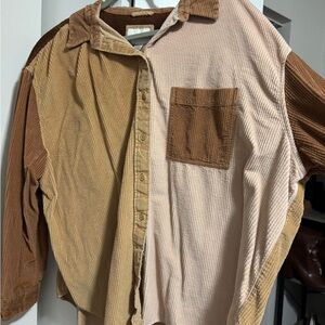 American Eagle Corduroy Shirt in Brown and Tan